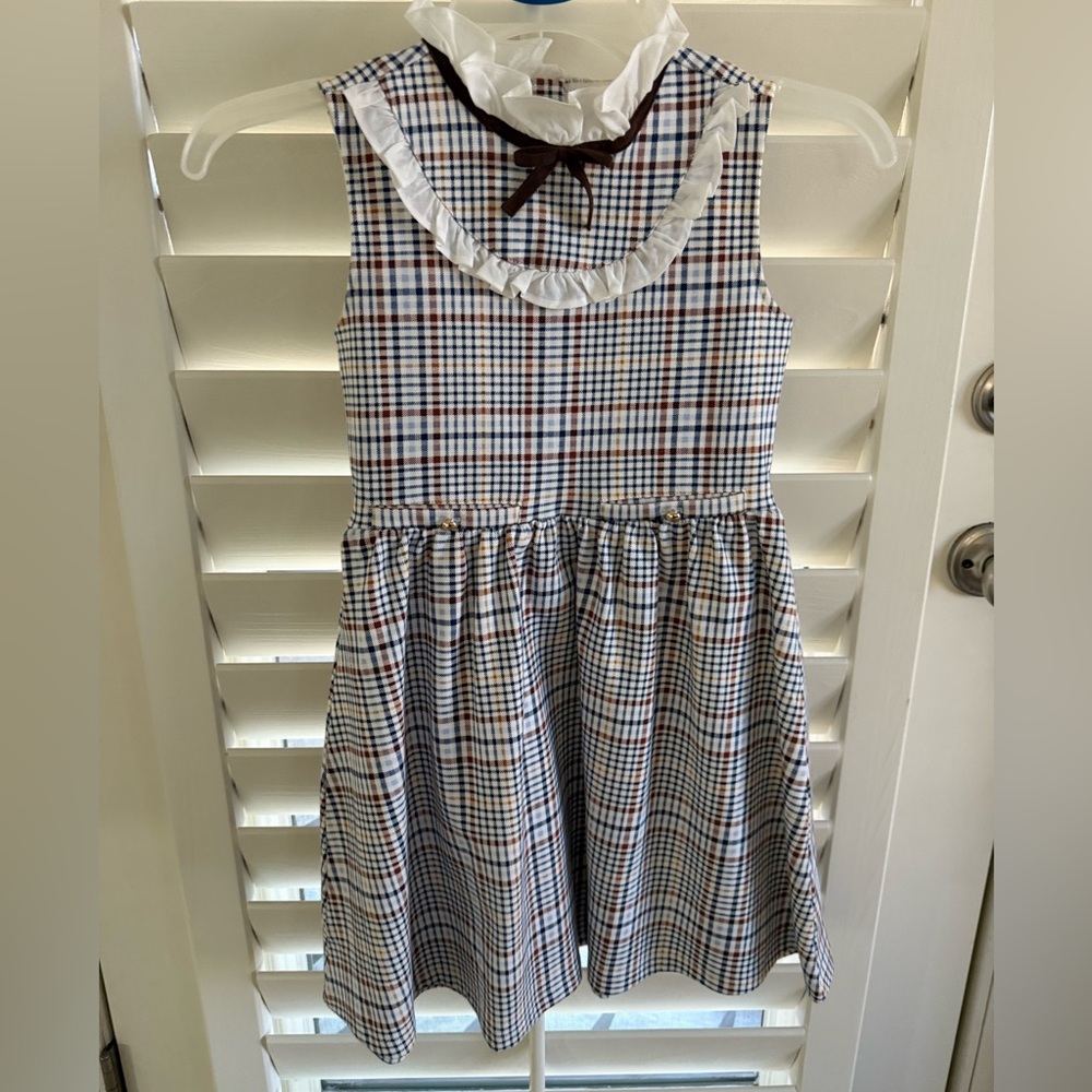 Janie and Jack Multicolor Plaid Dress with Ruffle Collar